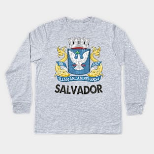 Salvador, Brazil / Vintage Look Faded Flag Design Kids Long Sleeve T-Shirt